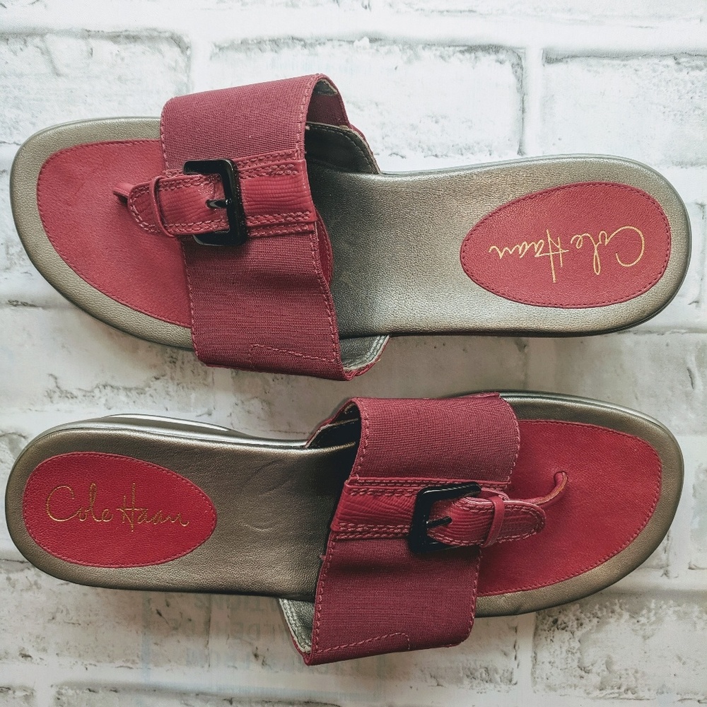 COLE HAAN platform pink flip flops size 10